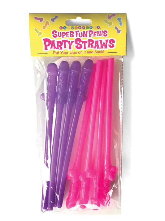 Little Genie Super Fun Penis Party Straws – Pink and Purple Reusable Straws