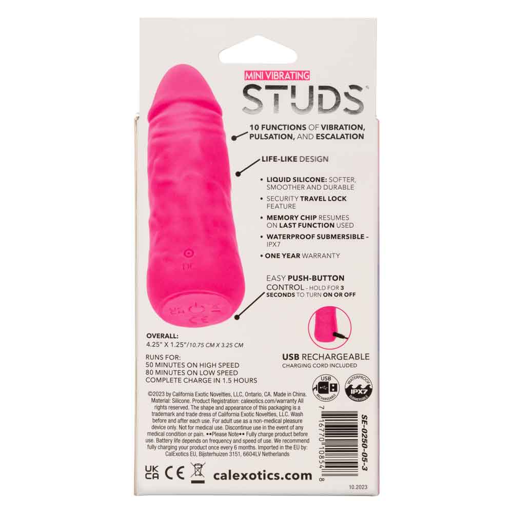 CalExotics Mini Vibrating Studs - Multi-Function Silicone Vibrator - Pink