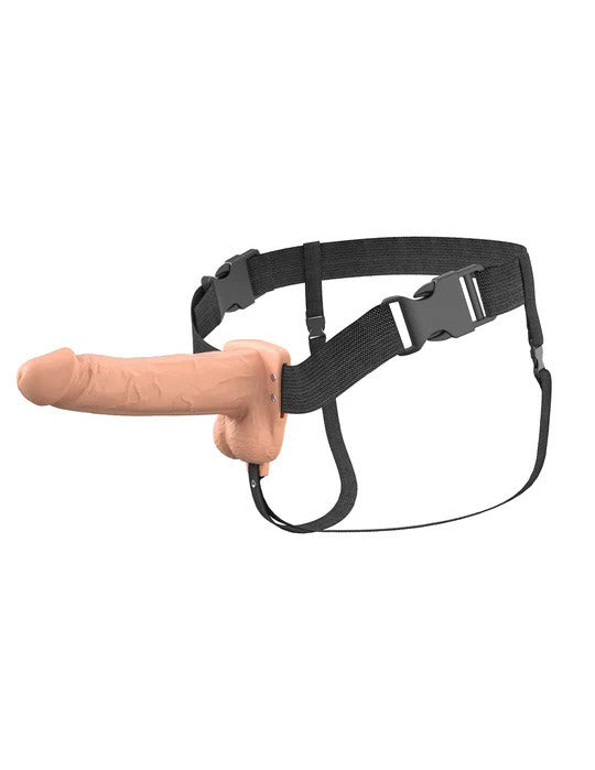 Pipedream Fantasy X-Tensions Elite 7" Vibrating Hollow Silicone Strap-on - Beige