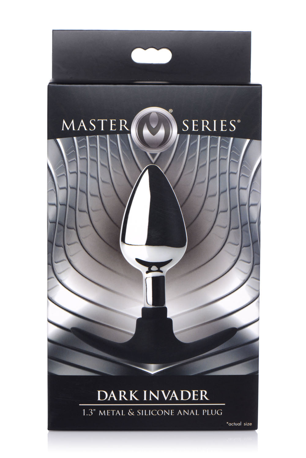 XR Brands Dark Invader Medium Metal and Silicone Anal Plug - Silver
