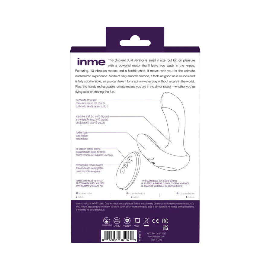 INME Rechargeable Dual Vibe with Remote – Purple