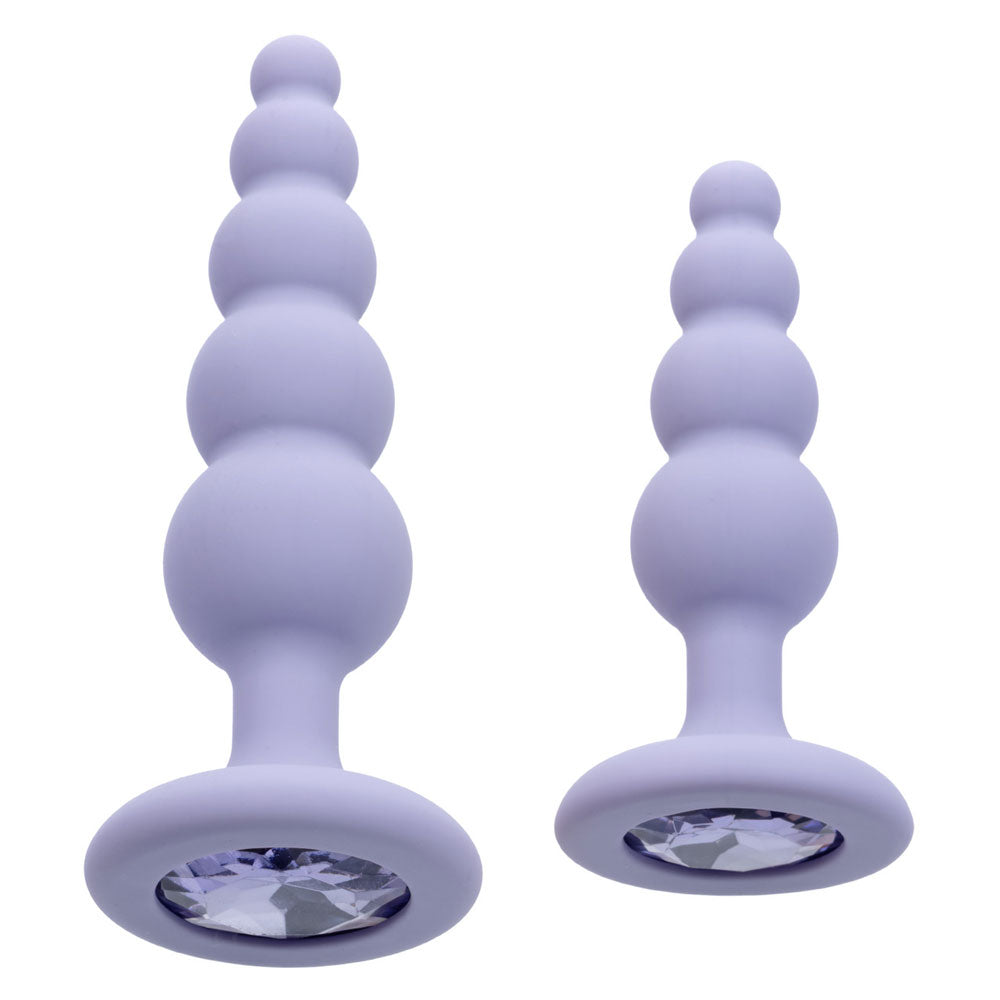 CalExotics First Time Crystal Beaded Duo – Purple Silicone Anal Probes