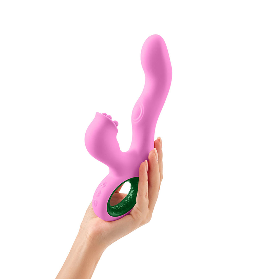 Pallina Triple-Action Rabbit Vibrator - Pink - Multi-Function, Waterproof