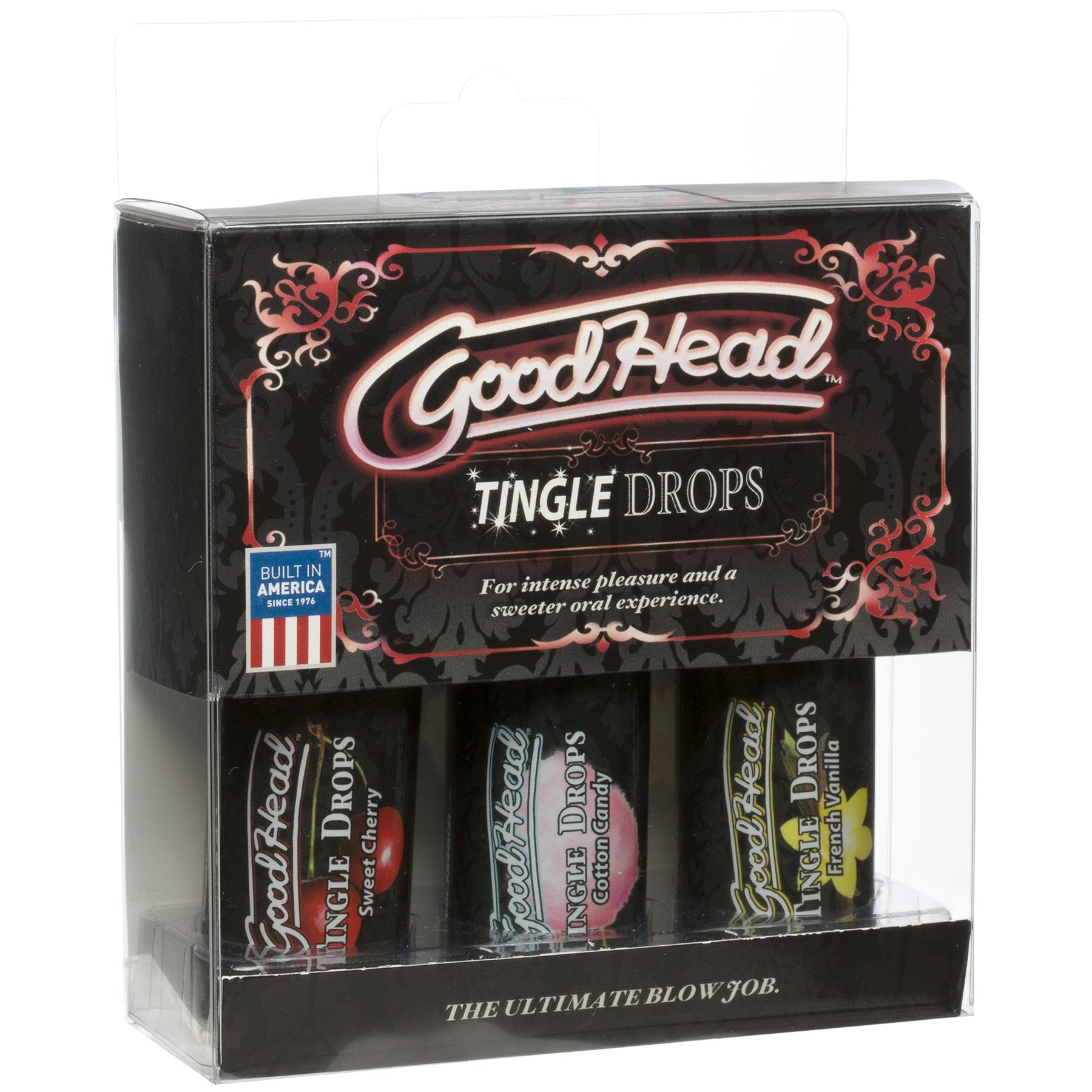 Goodhead Tingle Drops 3-Pack - Oral Play Enhancers in French Vanilla, Cotton Candy, Sweet Cherry