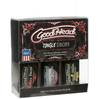 Goodhead Tingle Drops 3-Pack - Oral Play Enhancers in French Vanilla, Cotton Candy, Sweet Cherry