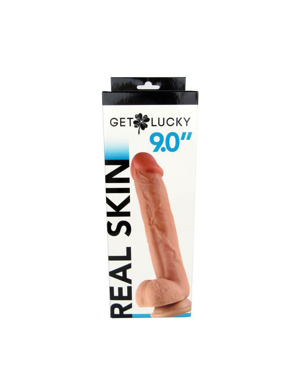 Real Skin 9" Dual Layer Dildo - Beige - Bendable and Realistic