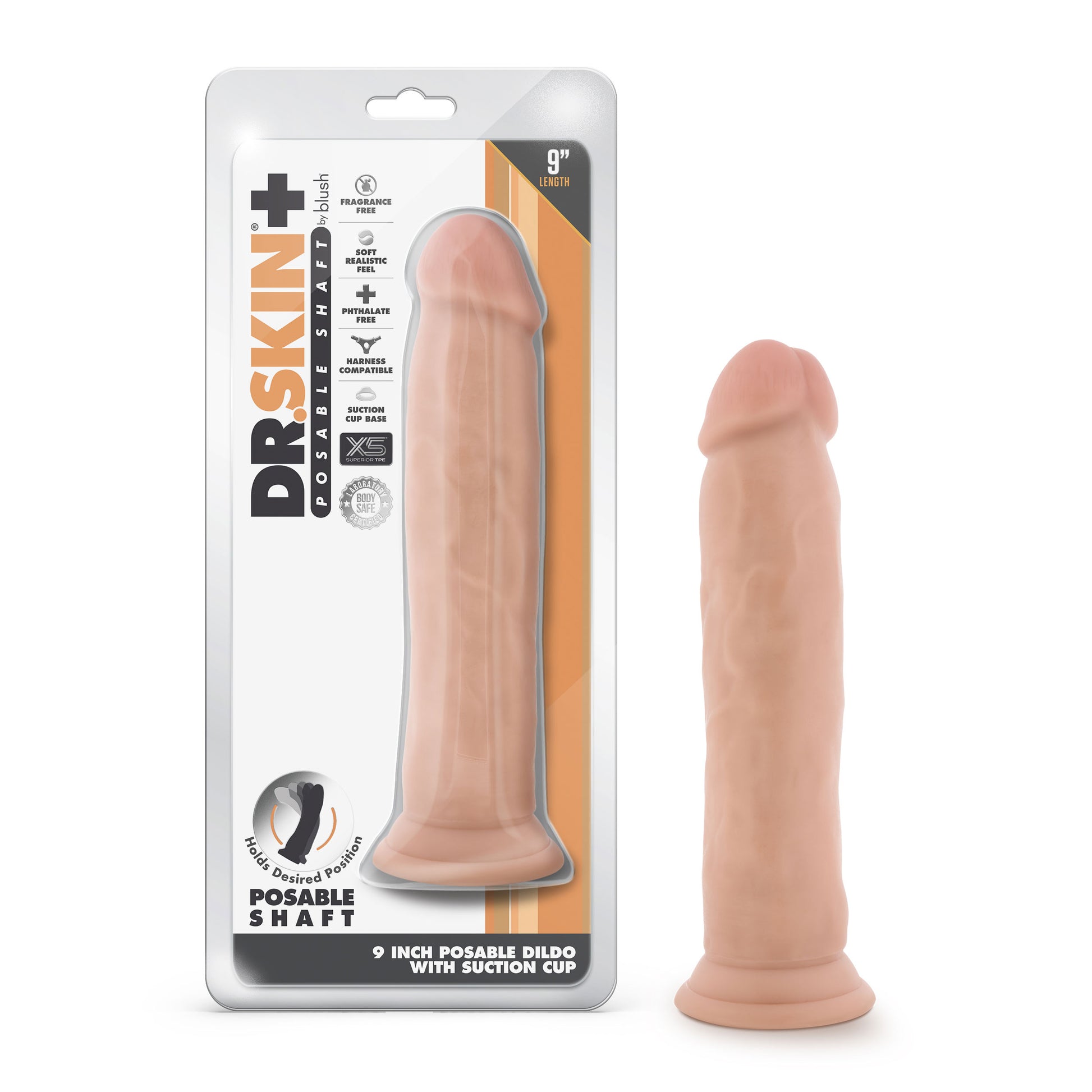 Dr. Skin Plus 9 Inch Posable Thick Dildo - Vanilla