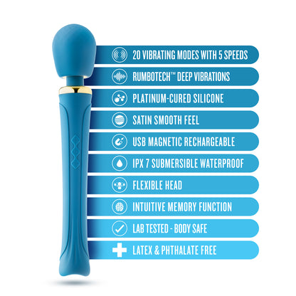 Blush Dianna Massaging Wand with 20 Vibration Patterns – Teal