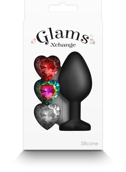 Glams Xchange Heart Medium Accessory with Interchangeable Gems - Black