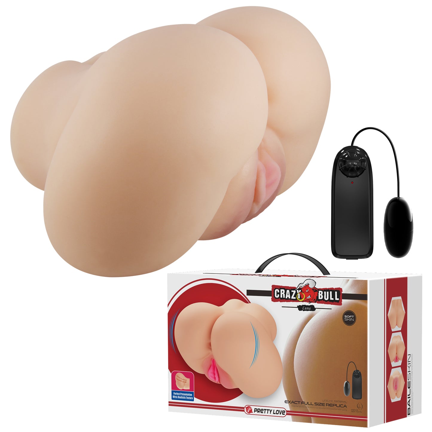 Pretty Love Luna Realistic Vagina and Ass Vibrator - Beige