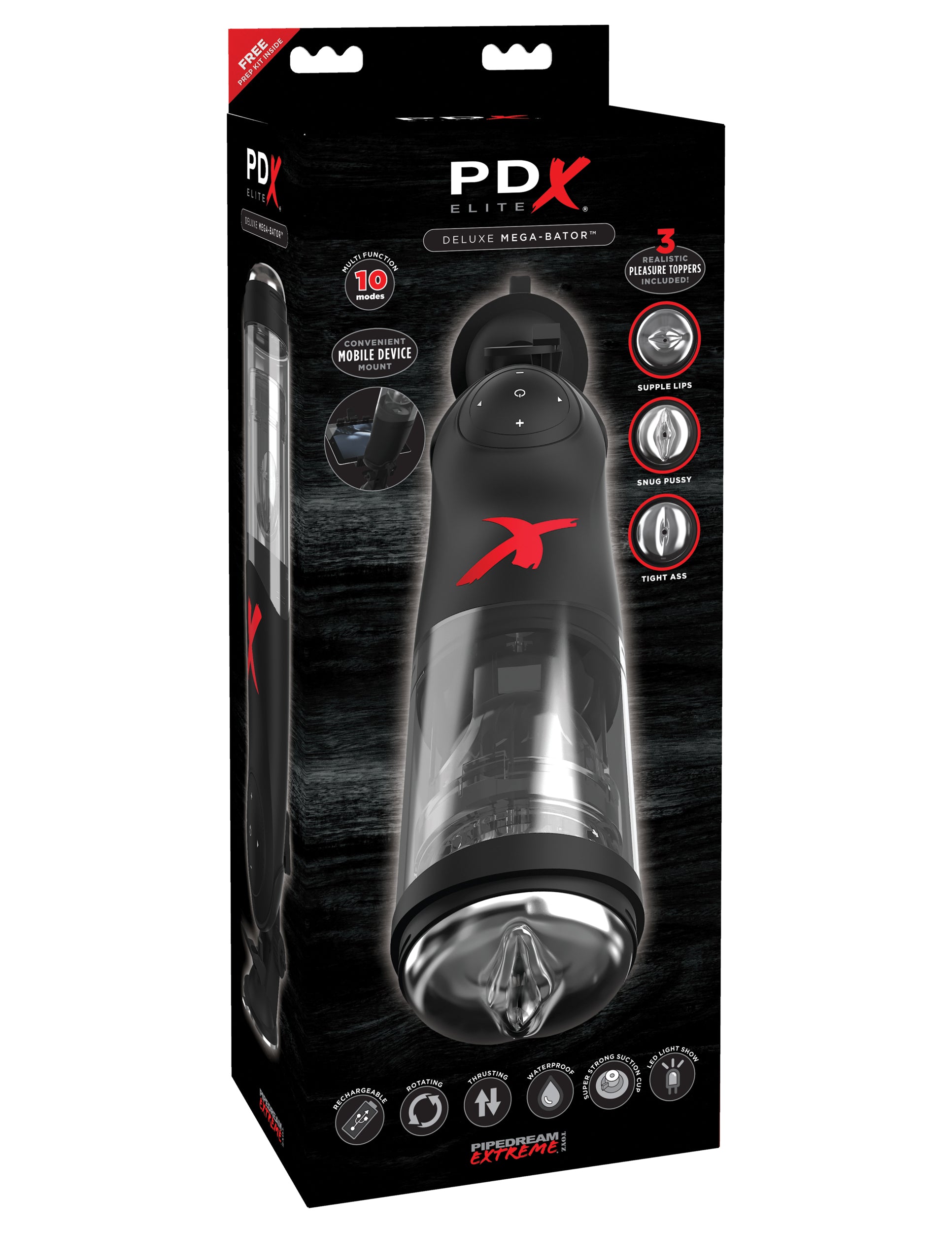 Pipedream Deluxe Mega-Bator USB-Rechargeable Hands-Free Stroker – Black