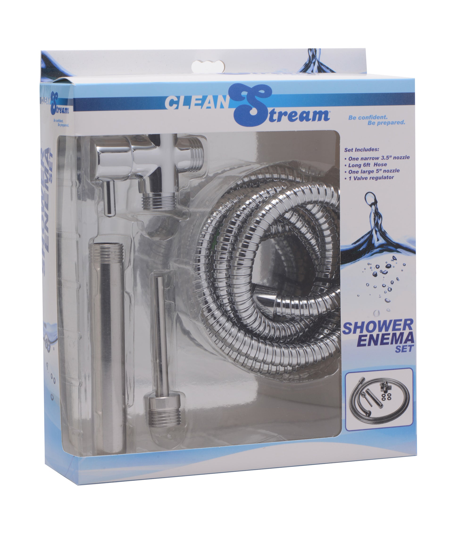 XR Brands Metal Deluxe Shower System with Dual Nozzles and 6-Foot Hose - Silver