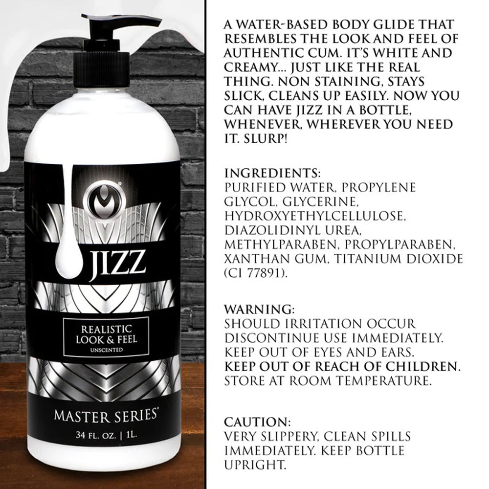 XR Brands Jizz Unscented Water-Based Lube - 34oz - White