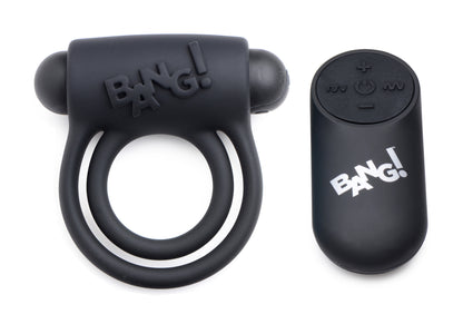 Bang Silicone Cock Ring and Bullet with Remote Control - Black