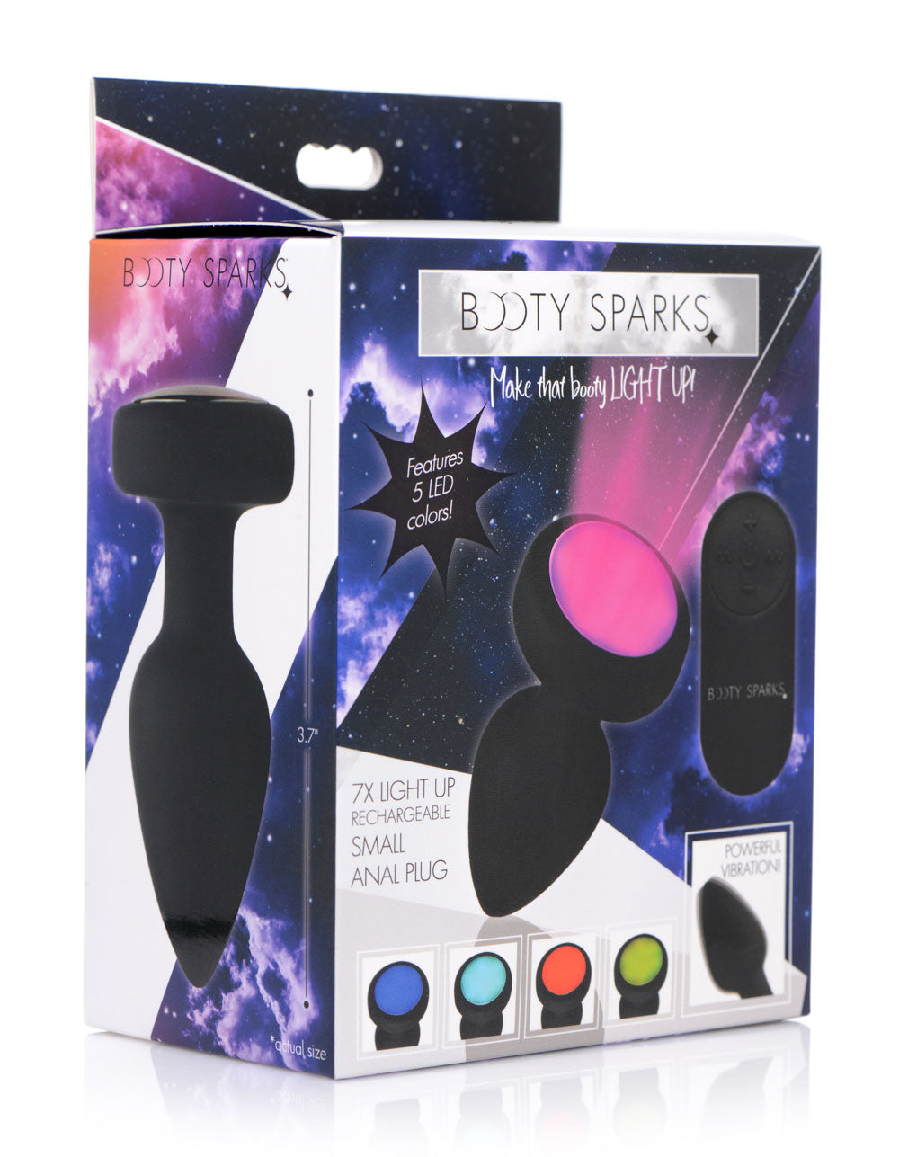 XR Brands 7x Light Up Rechargeable Anal Plug – Black – 7 Vibration Modes