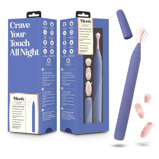 Blush Juno Oscillating Wand with Precision Tip and 3 Attachments - Purple