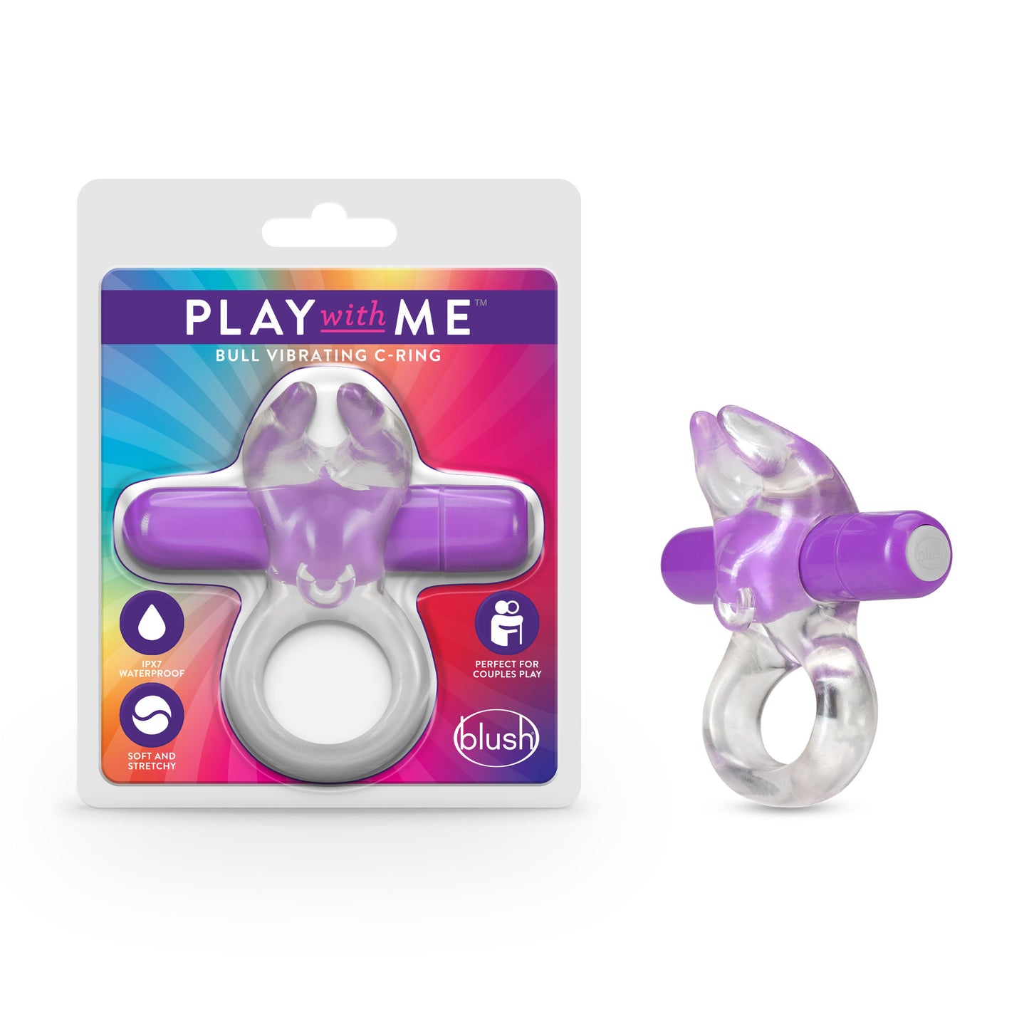 Blush Play With Me Bull Vibrating C-Ring - Purple