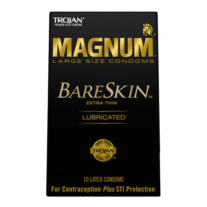 Trojan Magnum BareSkin Condoms – Enhanced Sensitivity and Comfort – 10 Pack