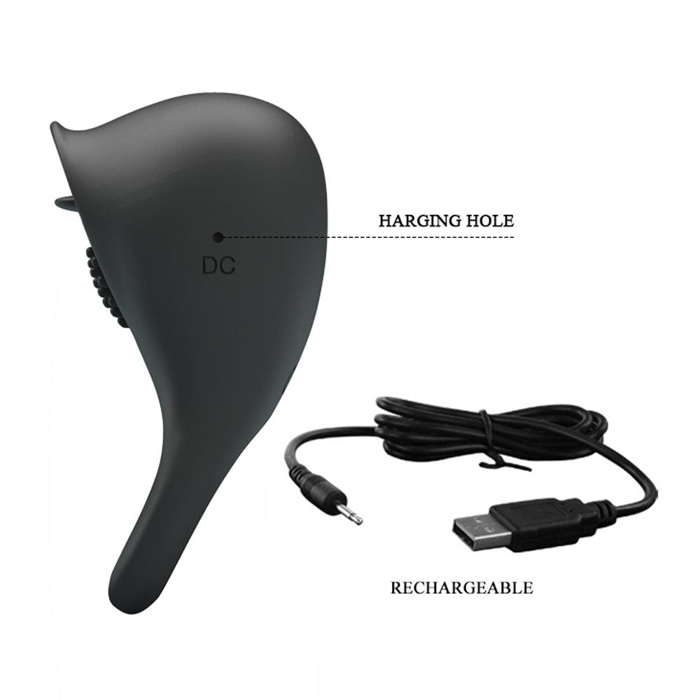 Pretty Love Ring Shaking II Cock Ring with Clitoral Stimulator – Black