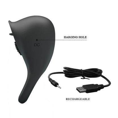 Pretty Love Ring Shaking II Cock Ring with Clitoral Stimulator – Black