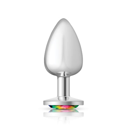 Cheeky Charms Rainbow Round Gem Silver Metal Anal Plug – Large