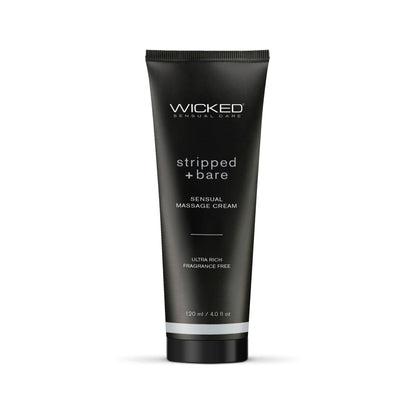 Wicked Sensual Care Stripped and Bare Unscented Sensual Massage Cream - 4 Oz