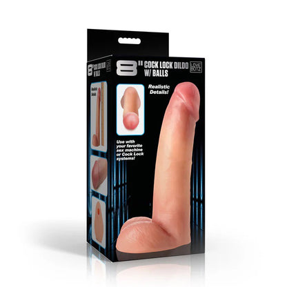 XR Brands 8" Cock Lock Dildo with Balls - Realistic Design in Light Color