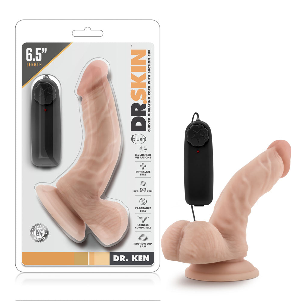 Dr. Skin Dr. Ken 6.5 Inch Vibrating Cock with Suction Cup - Vanilla