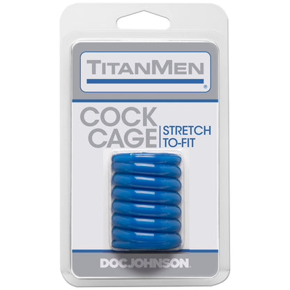 Titanmen Cock Cage - Blue - Ribbed Stretchy Sleeve for Enhanced Girth