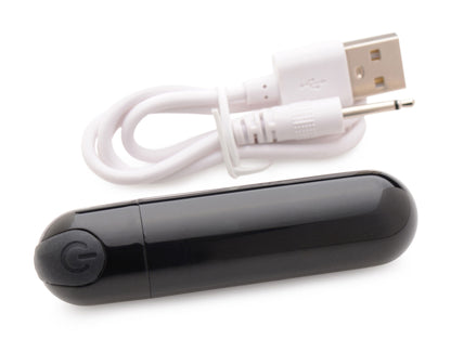 XR Brands 10x Rechargeable Vibrating Metallic Bullet – Black