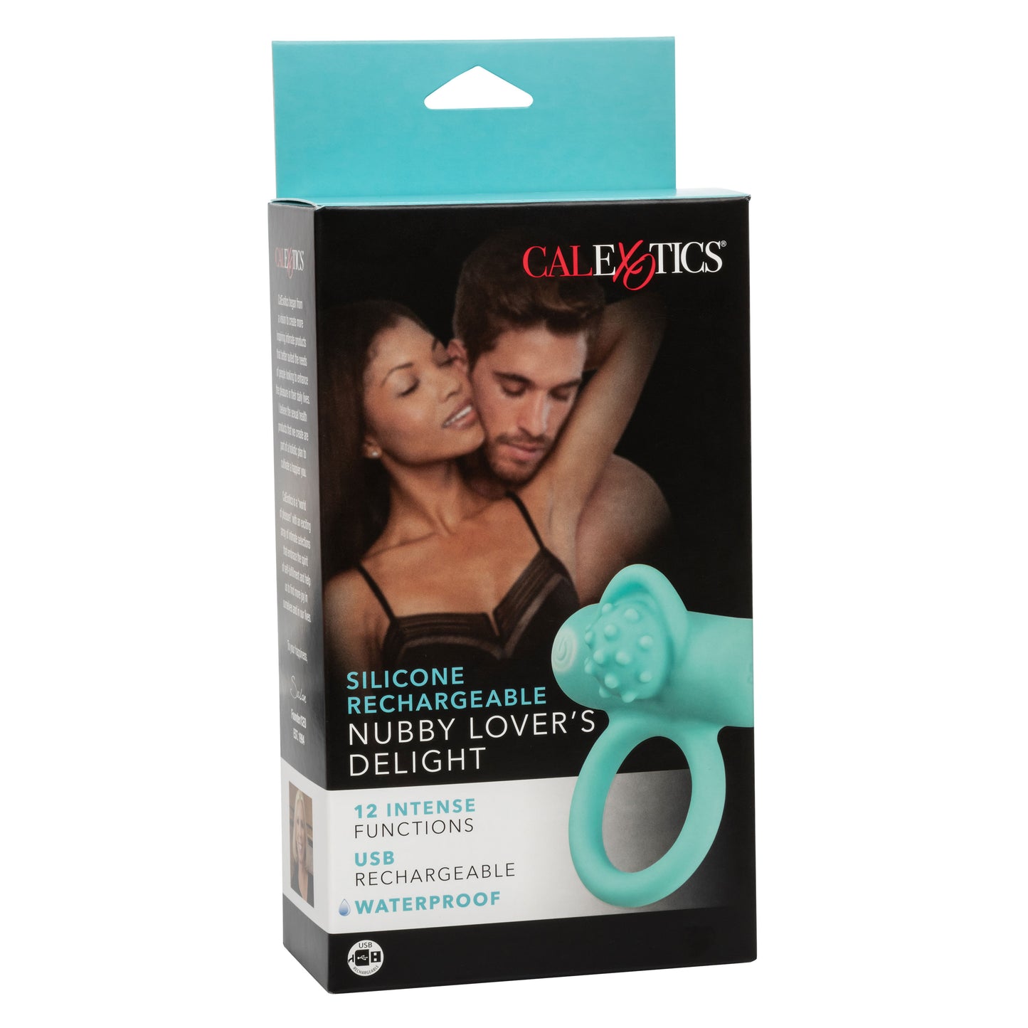 CalExotics Silicone Rechargeable Nubby Lover's Delight – Blue Vibrating Cock Ring