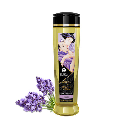 Shunga Sensation Erotic Massage Oil - Lavender - 8 Fl. Oz.