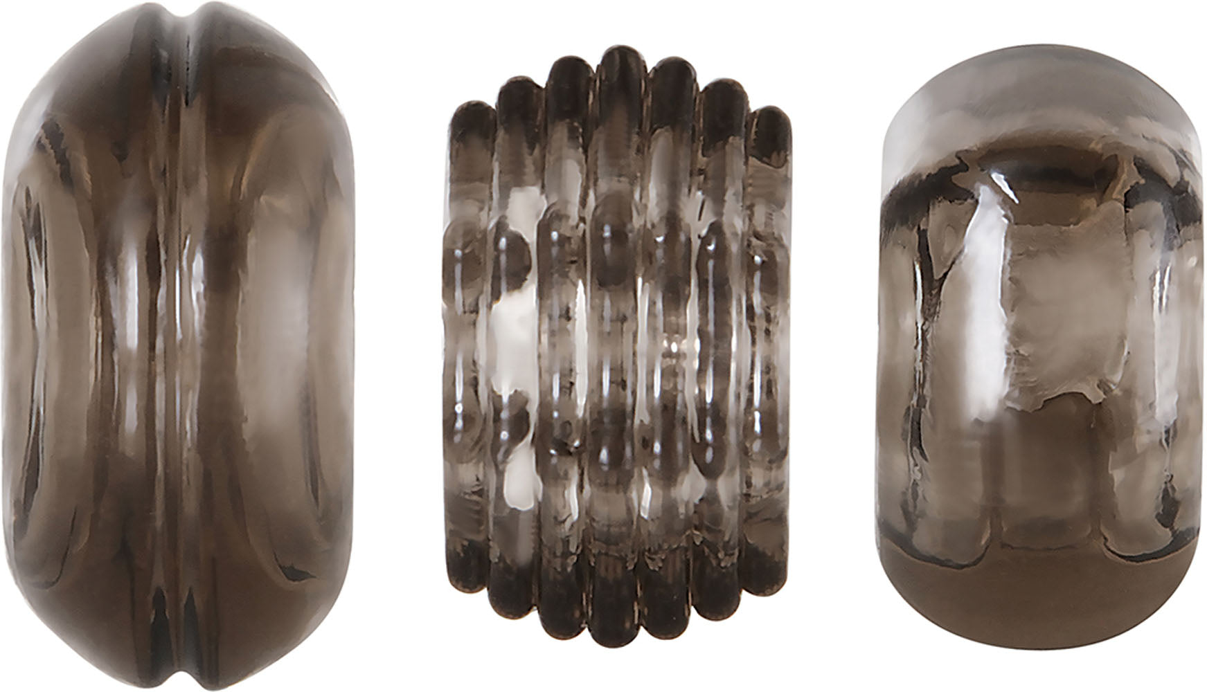 Evolved Novelties Triple Thick Cockrings – Gray – 3 Shapes with Pleasure Grooves