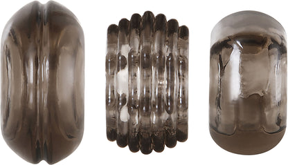 Evolved Novelties Triple Thick Cockrings – Gray – 3 Shapes with Pleasure Grooves