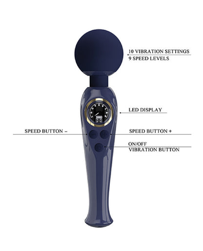 Skylar Led Digital Display Wand - Multi-Function Vibrating Wand - Blue