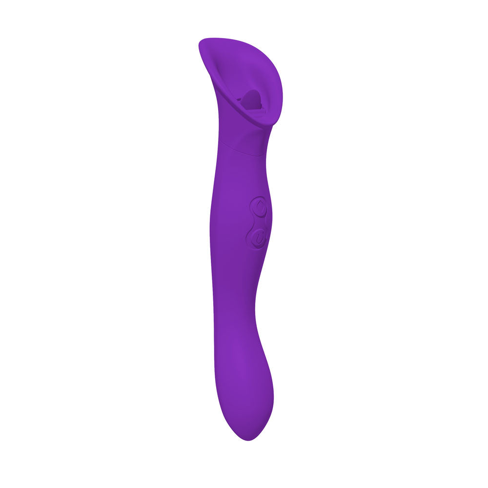 Petallux Clitoral Stimulator - Dual-Ended Waterproof Silicone Vibrator - Purple