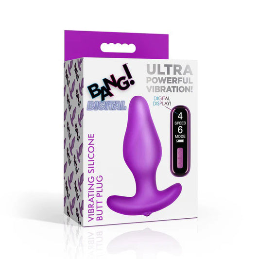 XR Brands Vibrating Silicone Butt Plug with Remote Control – Purple