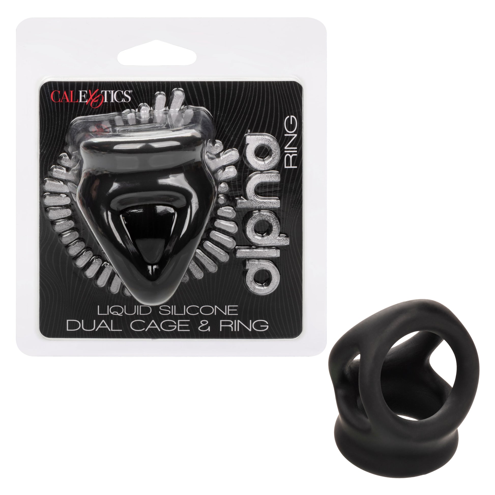CalExotics Alpha Liquid Silicone Dual Cage and Ring - Black