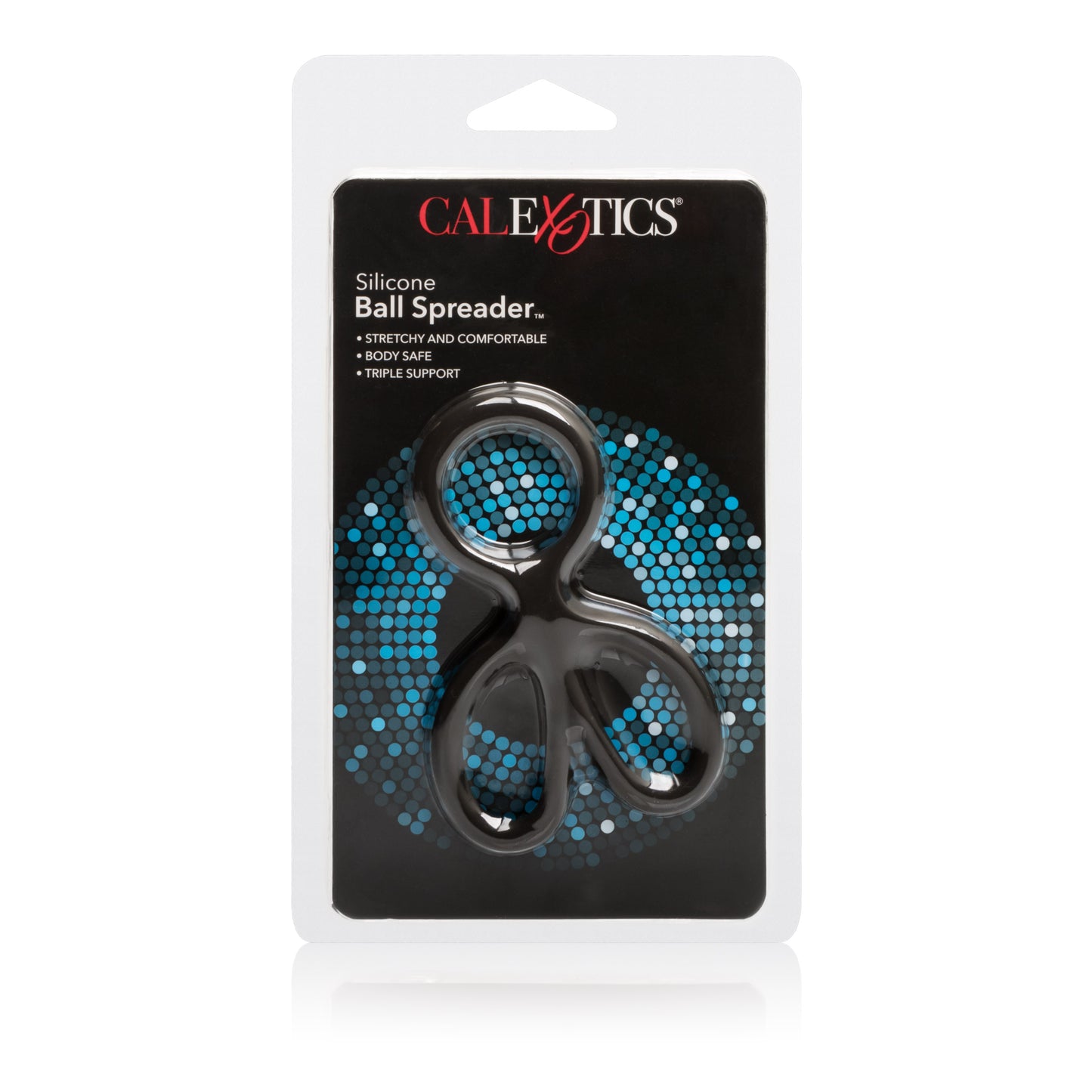 CalExotics Silicone Ball Spreader with Independent Scrotum Rings – Black