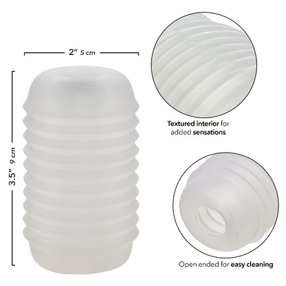 CalExotics Pop Sock Ribbed Stroker - Clear - Reversible Design with Ribbed Texture