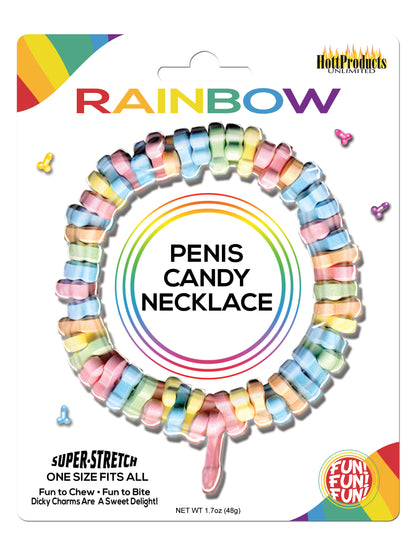Hott Products Rainbow Penis Candy Necklace – Multi-Color Candy Accessory