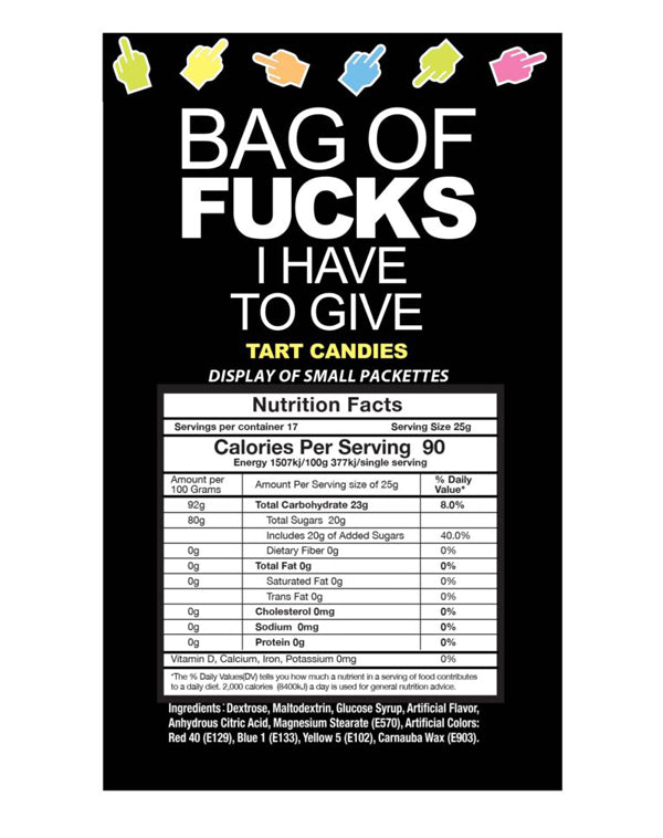 Bag of Fucks I Have to Give Candy Display – 100 Count – Fruit-Flavored
