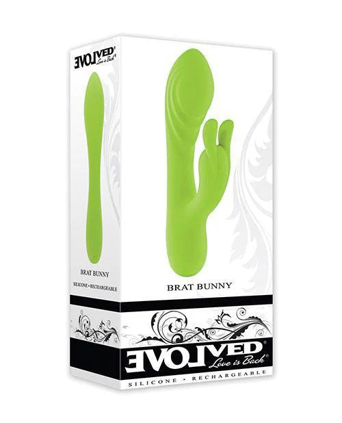 Evolved Novelties Brat Bunny Electric Green Rabbit Vibrator - Dual Motor, Waterproof