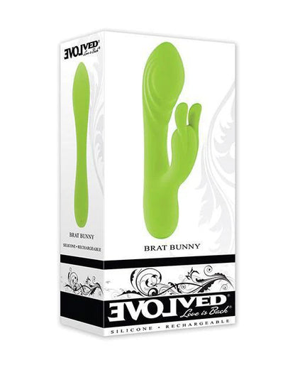 Evolved Novelties Brat Bunny Electric Green Rabbit Vibrator - Dual Motor, Waterproof