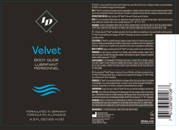ID Velvet Body Glide 4.2 oz – Luxurious Personal Lubricant – Fragrance-Free