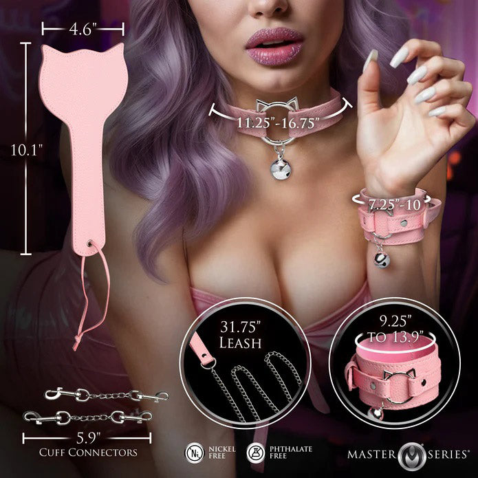 XR Brands Kitty Bondage Set – Adjustable Restraints with Kitty-Themed Accents – Pink