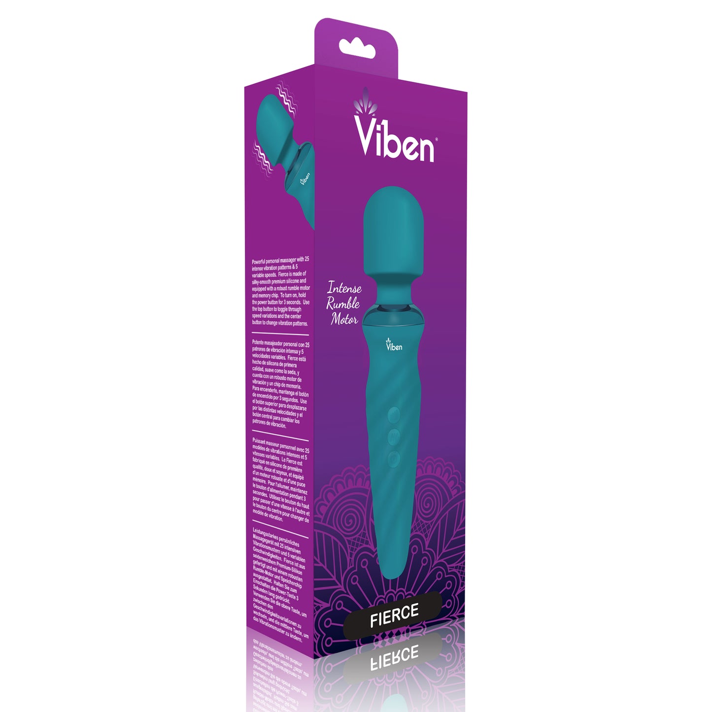 Viben Fierce Wand Massager - 25 Vibration Patterns, Waterproof, Ocean Blue
