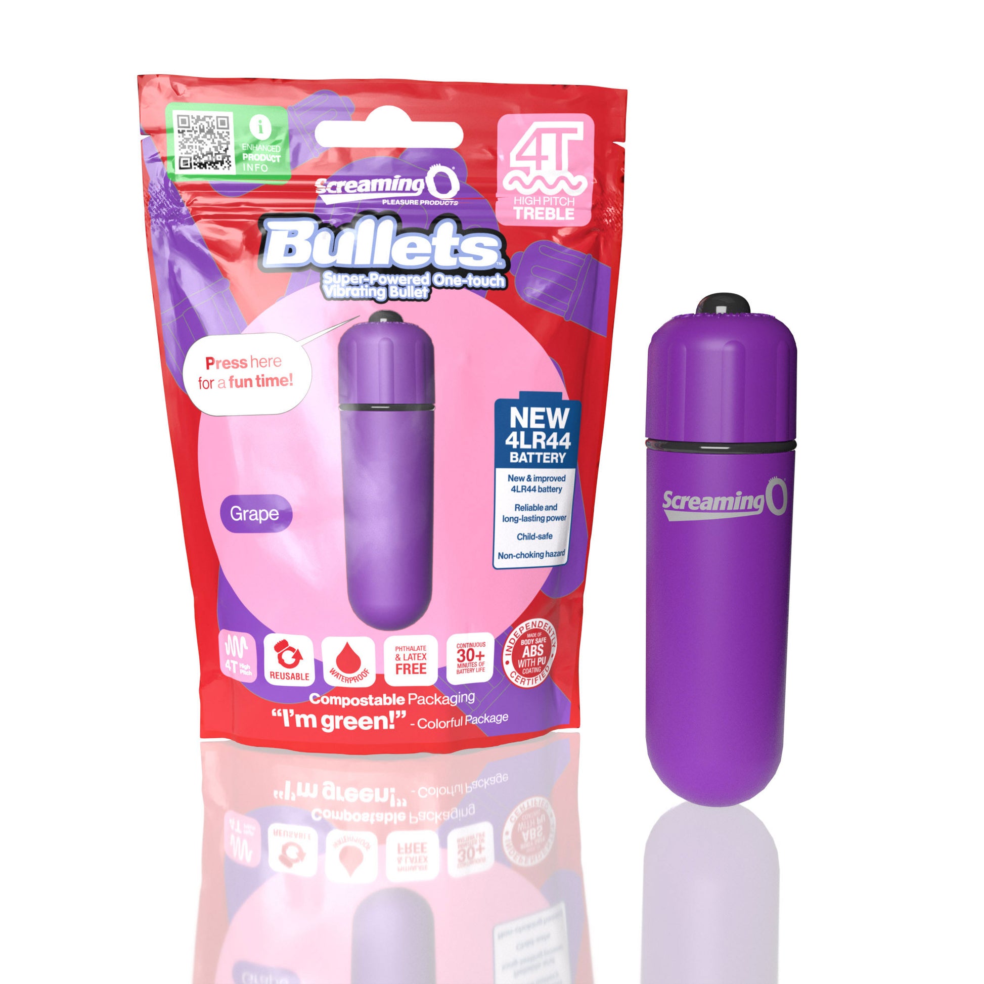 Screaming O 4t Bullet – Super Powered One Touch Vibrating Bullet – Purple