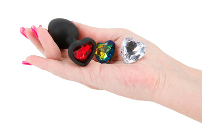 Glams Xchange Heart - Small Accessory with Interchangeable Gems - Black