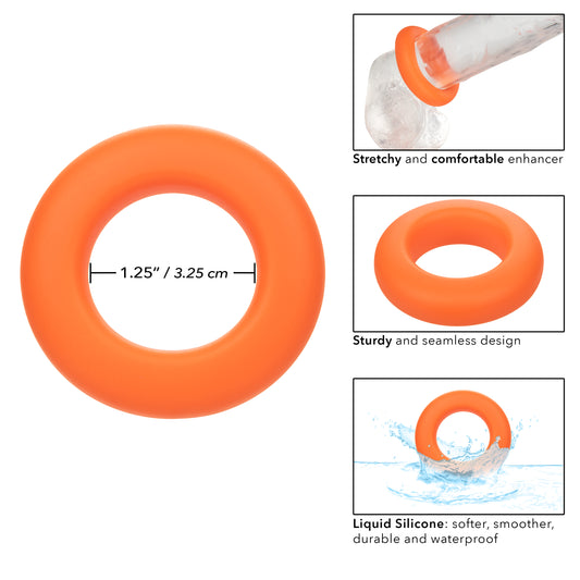CalExotics Alpha Liquid Silicone Prolong Large Ring – Orange – Waterproof